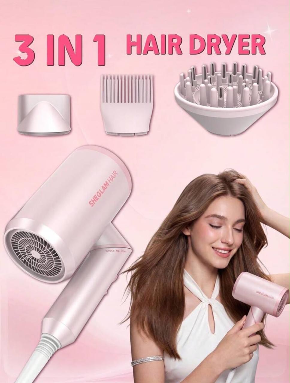 سشوار سه‌کاره شیگلم SHEGLAM Blowout Bliss Triple Threat Hair Dryer 3-in-1
